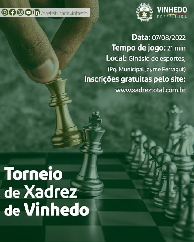 Abertas as inscrições para o 1º Torneio de Xadrez de Vinhedo - Jornal de  Vinhedo