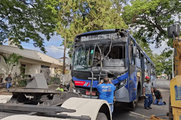 Ônibus com 20 passageiros bate em árvore em Valinhos; ninguém se feriu